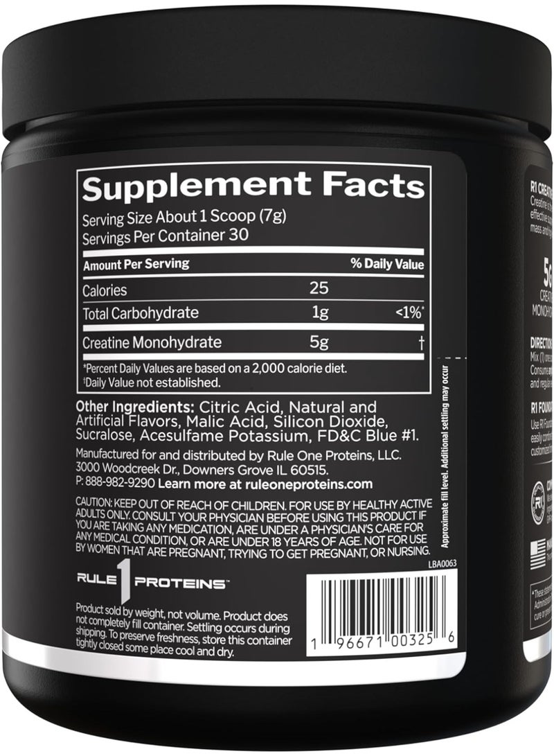 Rule1 Creatine Monohydrate Powder, Blue Raspberry, 30 Servings, 5g per Serving, Micronized Creatine for Strength & Training Performance - Image 3